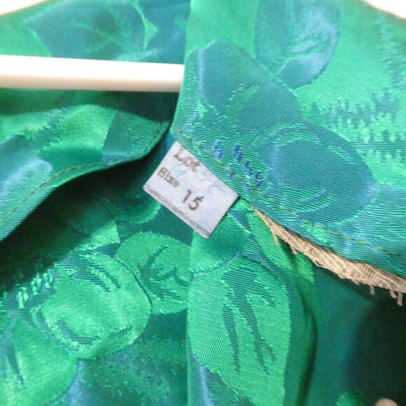 Blue Green Floral Brocade Sleeveless Sheath Dress w/Jacket Small 4 NEEDS TLC - Picture 15 of 16